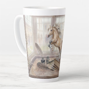 The Scholar Horse Leaping from a Book Latte Mug