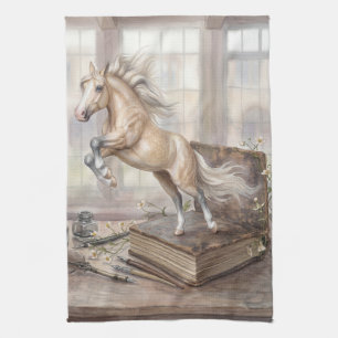 The Scholar Horse Leaping from a Book Tea Towel