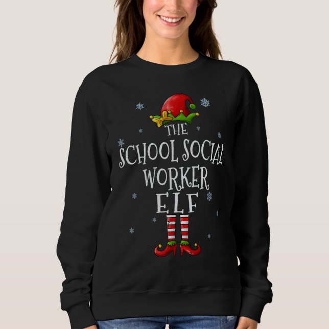 The School Social Worker Elf Squad Funny Matching  Sweatshirt (Front)