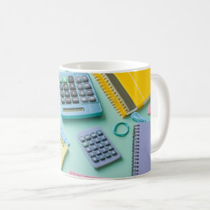 The school supply set includes pastel-coloured coffee mug