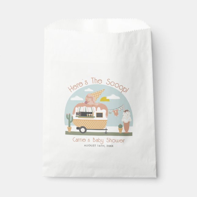 The Scoop Ice Cream Camper Light Pink Baby Shower Favour Bag (Front)