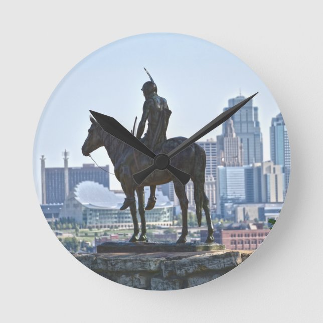 The Scout Statue, Kansas City Round Clock (Front)