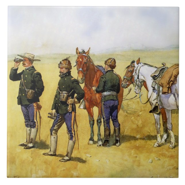”The Scouting Party” by Frederic Remington Ceramic Tile (Front)