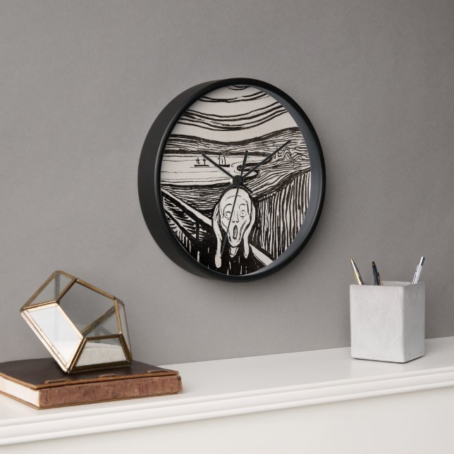The Scream (1895) Edvard Munch Woodcut Fine Art Clock (Office)