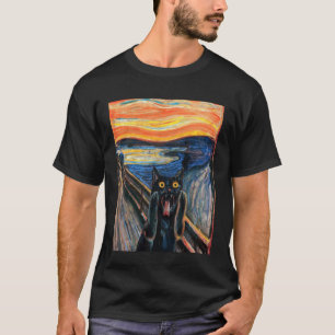 The Scream Black Cat by Munch Edvard Famous Painti T-Shirt