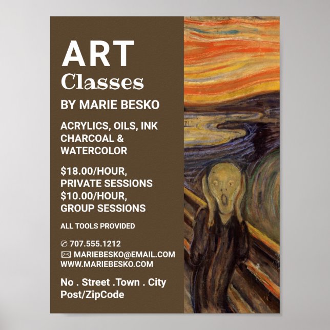 The Scream By Edvard Munch, Art Classes Poster (Front)