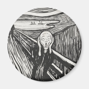The Scream by Edvard Munch Black and White Magnet