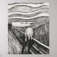 The Scream by Edvard Munch Black and White