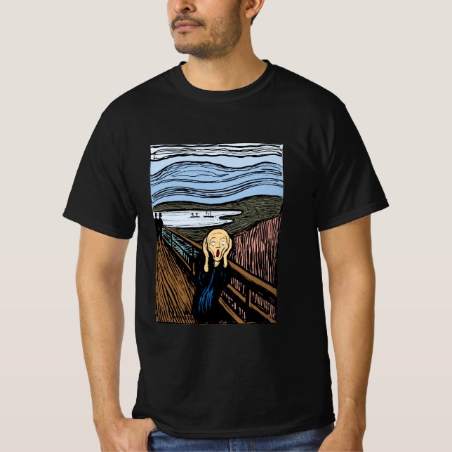 The Scream by Edvard Munch bohomodern black T-Shirt (Front)