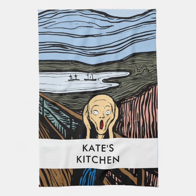 The Scream by Edvard Munch Bohomodern Tea Towel (Vertical)