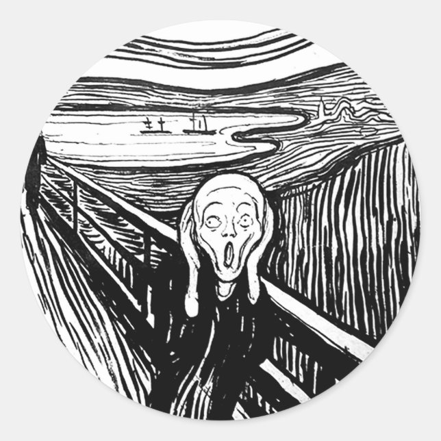 The Scream by Edvard Munch Classic Round Sticker (Front)