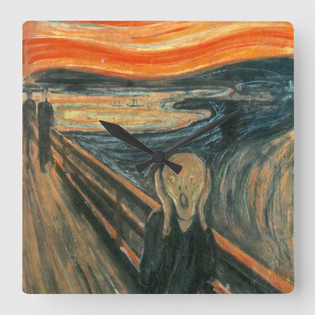 The Scream by Edvard Munch Square Wall Clock (Front)