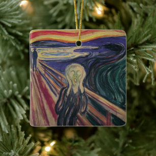 The Scream by Edvard Munch, Vintage Expressionism Ceramic Tree Decoration