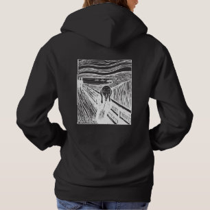 The Scream by Edvard Munch – White Line Art Hoodie