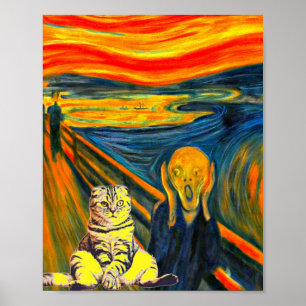 The Scream by Munch, Cat Art Parody   Poster