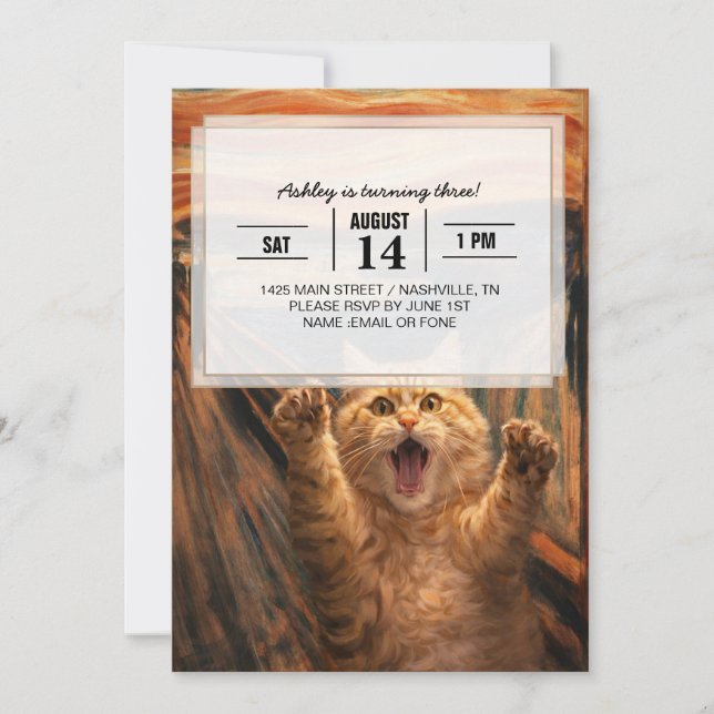 The Scream Cat Parody Art                          Invitation (Front)