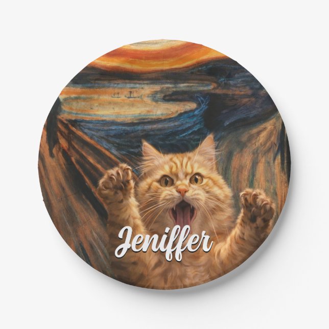 The Scream Cat Parody Art                          Paper Plate (Front)