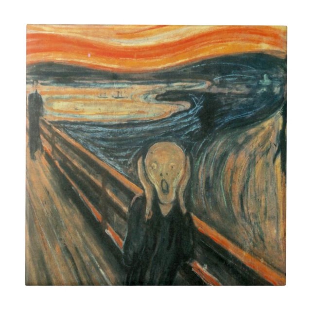 The Scream Edvard Munch Modern Expressionist Art Ceramic Tile (Front)