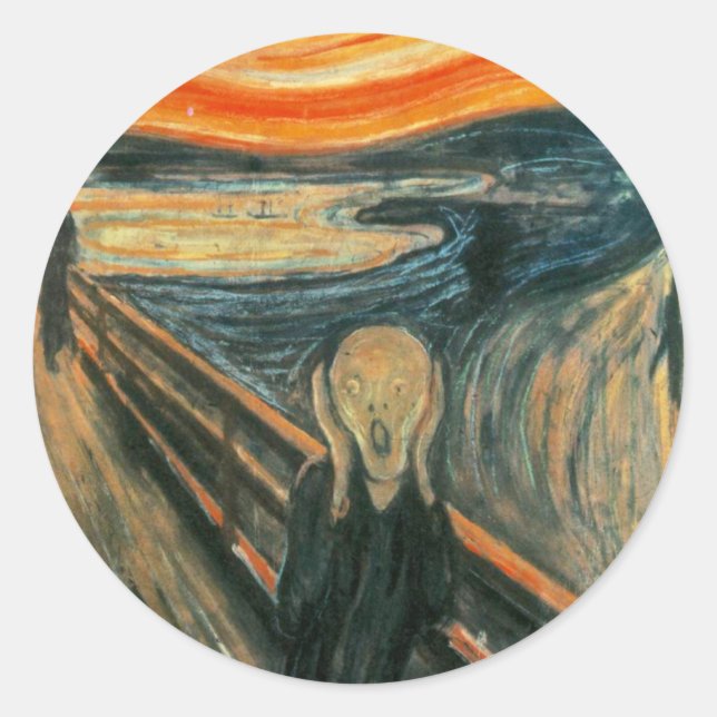 The Scream Edvard Munch Modern Expressionist Art Classic Round Sticker (Front)
