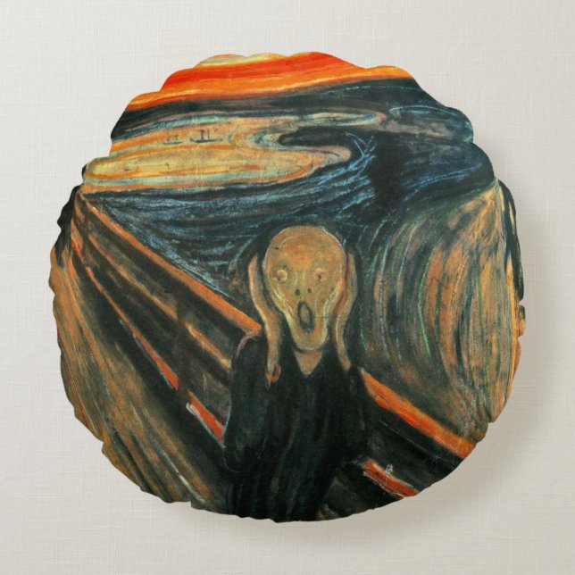 The Scream Edvard Munch Modern Expressionist Art Round Cushion (Front)