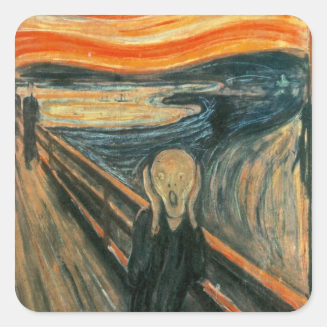The Scream Edvard Munch Modern Expressionist Art Square Sticker (Front)