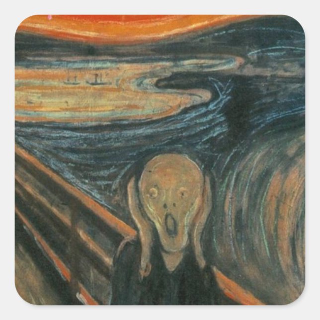 The Scream - Edvard Munch. Painting Artwork. Square Sticker (Front)