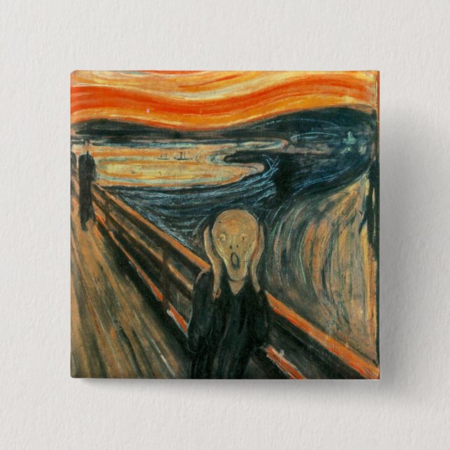 The Scream Edward Munch Screaming 15 Cm Square Badge (Front)