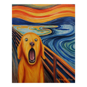 The Scream - Golden Retriever Dog 001 - Pall Munch Poster