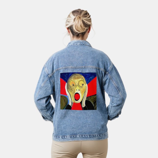 The Scream Inspired Painting Denim Jacket (Model)