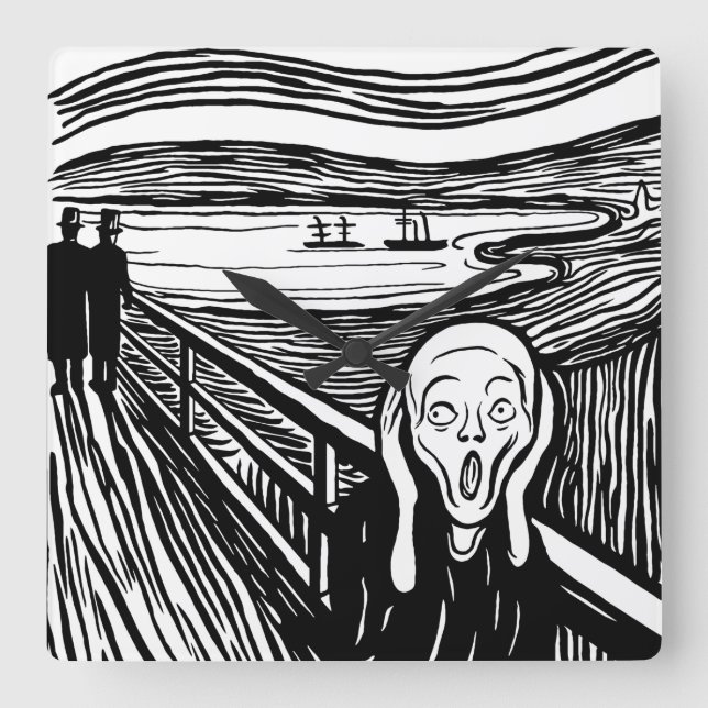 The Scream Lithograph Square Wall Clock (Front)