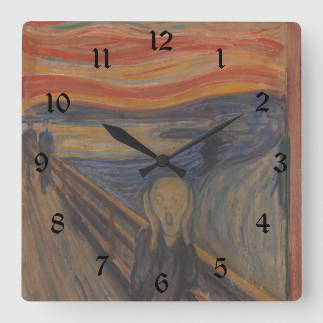 The Scream of Nature by Edvard Munch 1893 Square Wall Clock (Front)