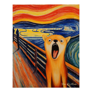The Scream - Shiba Inu Dog 003 - Pall Munch Poster