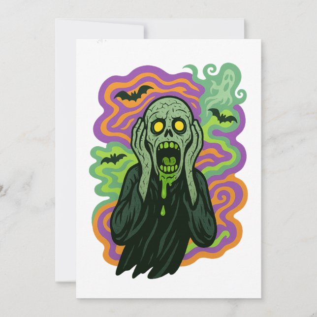 The Scream – Zombie Cartoon Invitation (Front)