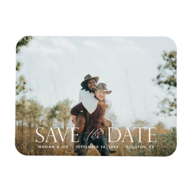 The Script H Modern 2 Photo Save the Date Magnet (Horizontal)