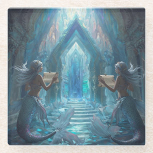 The Scroll Keepers of the Deep” Glass Coaster