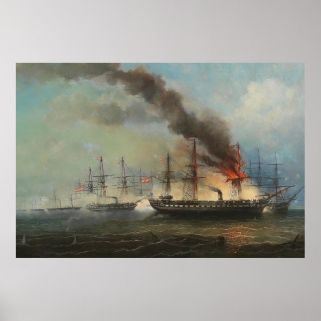 The sea battle at Helgoland on 9 May 1864 Poster (Front)