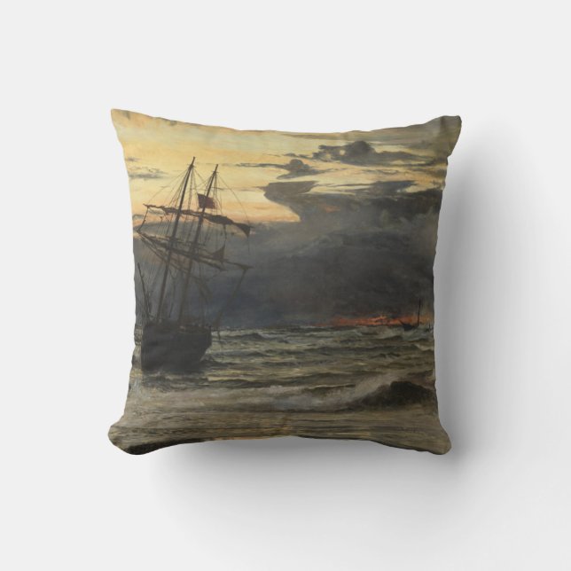 The Sea-Beach after a Storm  Time, Dawn Cushion (Front)