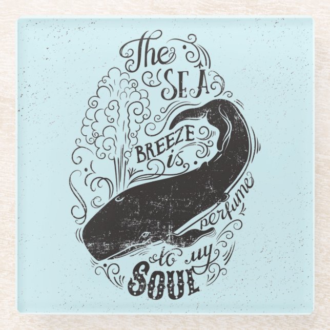 The Sea Breeze Is Perfume Glass Coaster (Front)