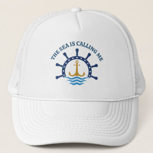 The Sea Is Calling Me Custom Beach & Boating Trucker Hat