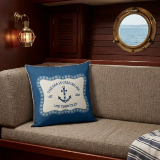 The Sea Is Calling Me Personalised Beach House Cushion
