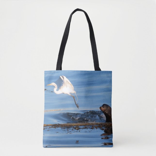The Sea Lion and the Great White Egret  Tote Bag (Front)