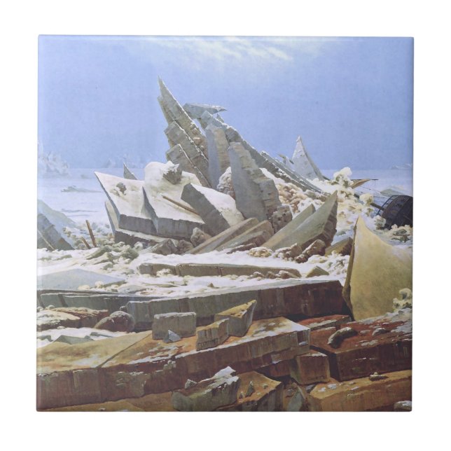 The Sea of Ice (by Caspar David Friedrich) Ceramic Tile (Front)