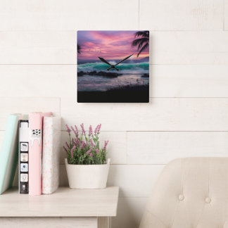 the sea square wall clock