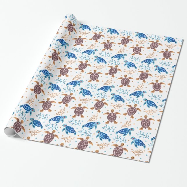 The Sea Turtle Pattern Wrapping Paper (Unrolled)