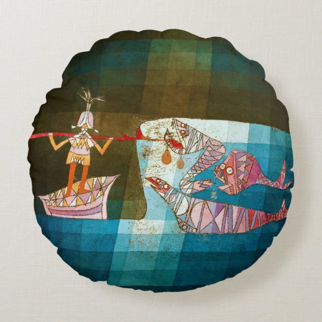 The Seafarers, Paul Klee Round Cushion (Front)
