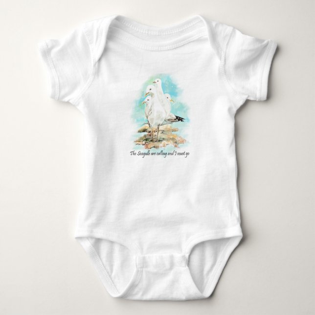 The Seagulls Are Calling and I Must Go Baby Bodysuit (Front)