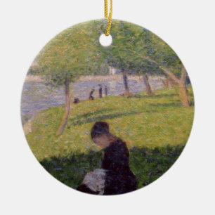 The seamstress, or Sunday at the Grande Jatte, stu Ceramic Tree Decoration