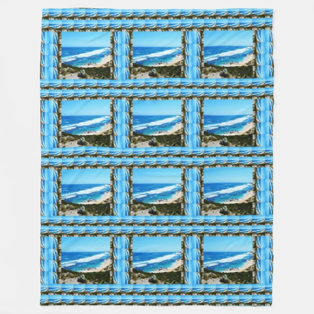 The Seaside Is My Happy Place, Fleece Blanket (Front)