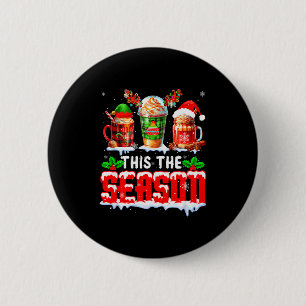 The Season Christmas Three Santa Reindeer Elf Coff 6 Cm Round Badge
