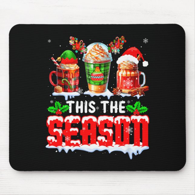The Season Christmas Three Santa Reindeer Elf Coff Mouse Pad (Front)